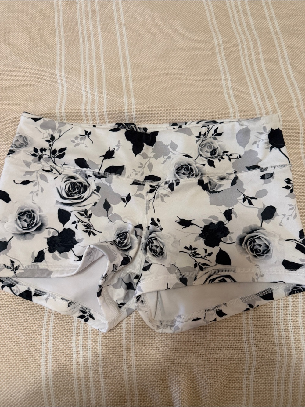 Fleo White Floral shorts with Black Roses